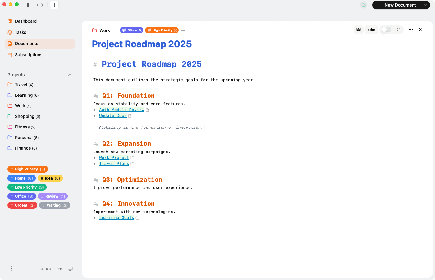 Markdown document editor with live preview